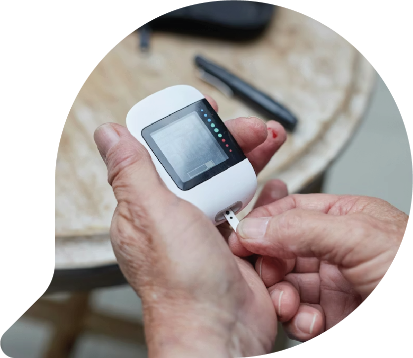 Checking blood sugar levels as part of daily diabetes management